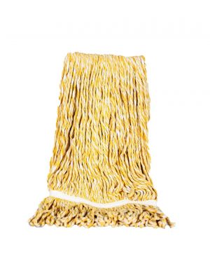 Strengenmop katoen geel/wit met band gelust 450 gram