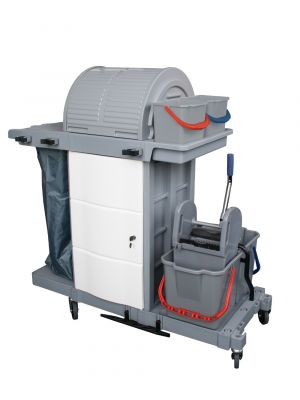 EVO - C2 gesloten wet mop trolley met roll top en afsluitbare onderkast