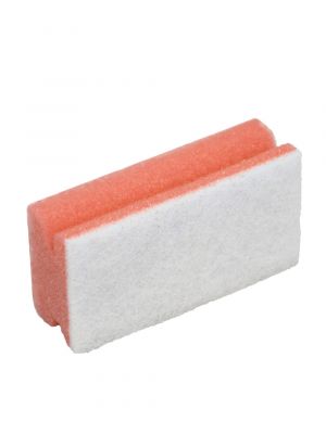 Schuurspons roze met handgreep en witte pad