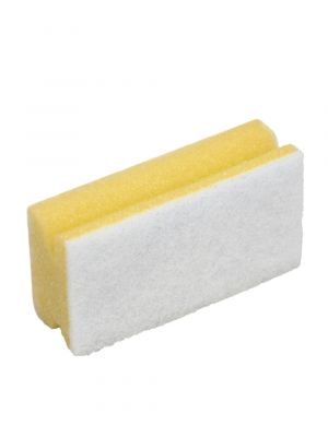 Schuurspons geel met handgreep en witte pad