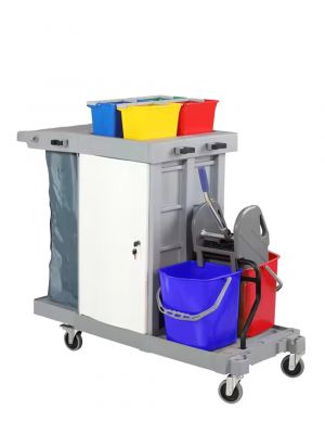EVO - C4 wet mop trolley met afsluitbare onderkast