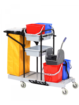 Open cleaning cart with mop station