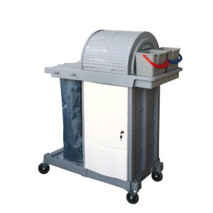 EVO - C3 schoonmaakwagen met roll top en afsluitbare onderkast