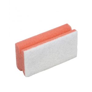 Schuurspons roze met handgreep en witte pad