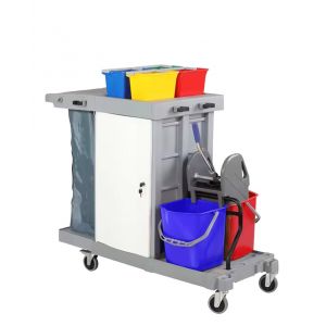 EVO - C4 wet mop trolley met afsluitbare onderkast