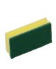Yellow scouring spunge with grip and green abrasive