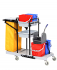 Open cleaning cart with mop station